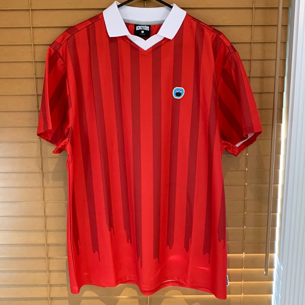 BBC Ice Cream Phillips Stripe Polo Shirt Red/white Size L